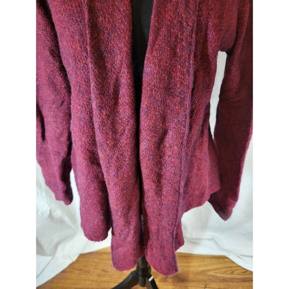 Eileen Fisher open sweater Women Medium Wool Mohair Cashmere Burgandy - Picture 3 of 7
